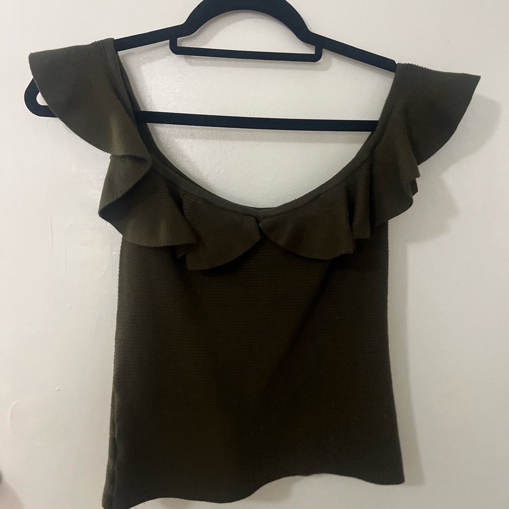 Express Olive Ruffle Blouse - Picture 6 of 6